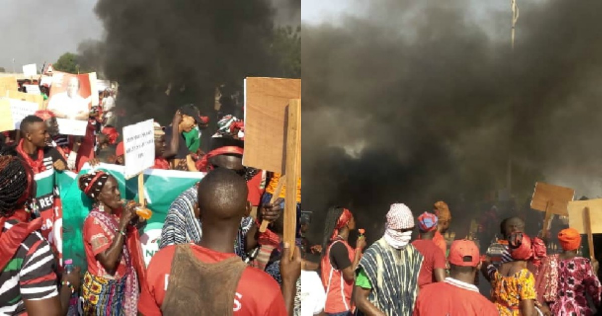 Damango: NDC supporters burn tyres barely 24 hours after Akufo-Addo swearing in