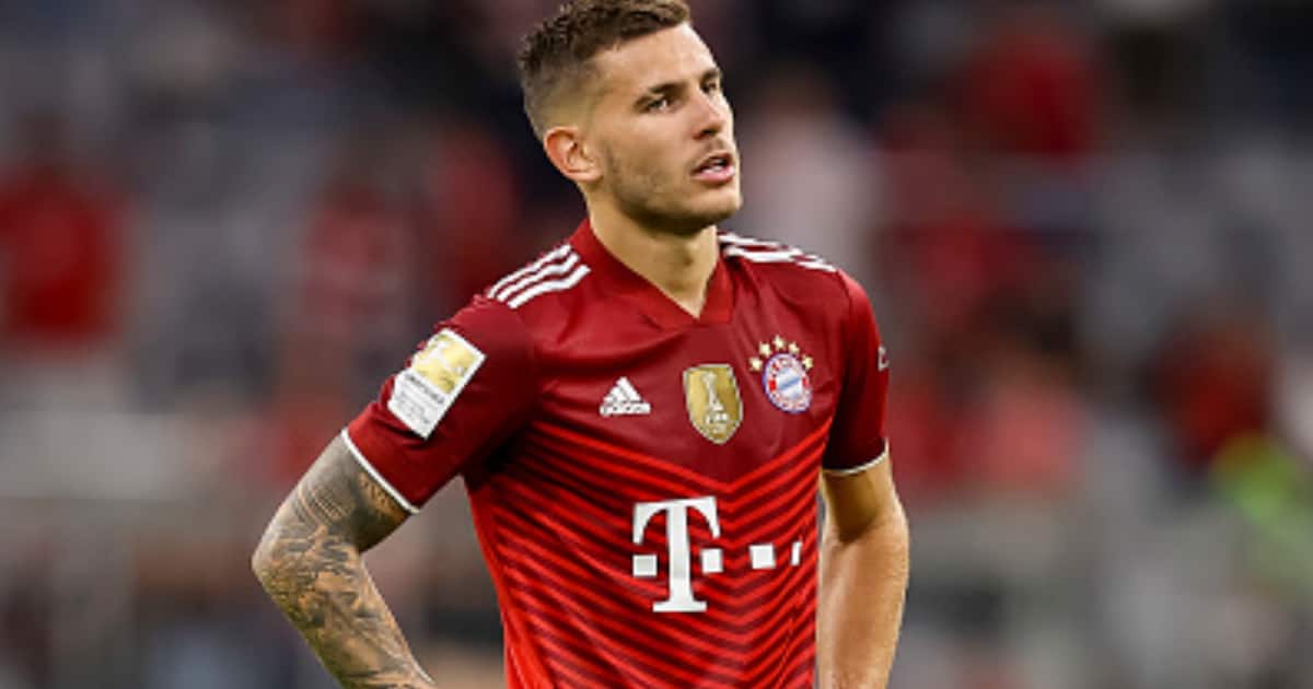 Lucas Hernandez of Bayern Muenchen looks dejected during the Bundesliga match between FC Bayern Muenchen and Eintracht Frankfurt at Allianz Arena on October 3, 2021 in Munich, Germany. (Photo by Roland Krivec/DeFodi Images via Getty Images)
