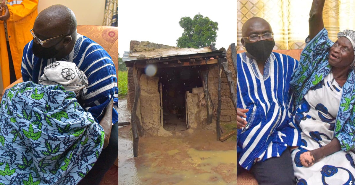 82-year-old healed leper abandoned in muddy thatch melts as Bawumia visits her in 2-bedroom house