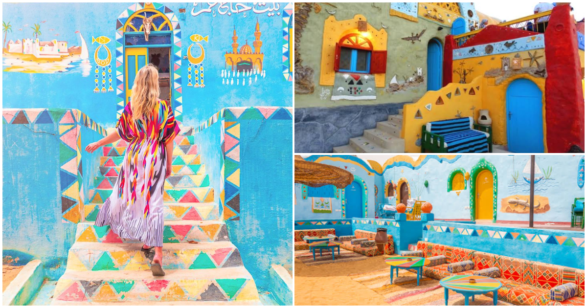 Brightly coloured Nubian villages