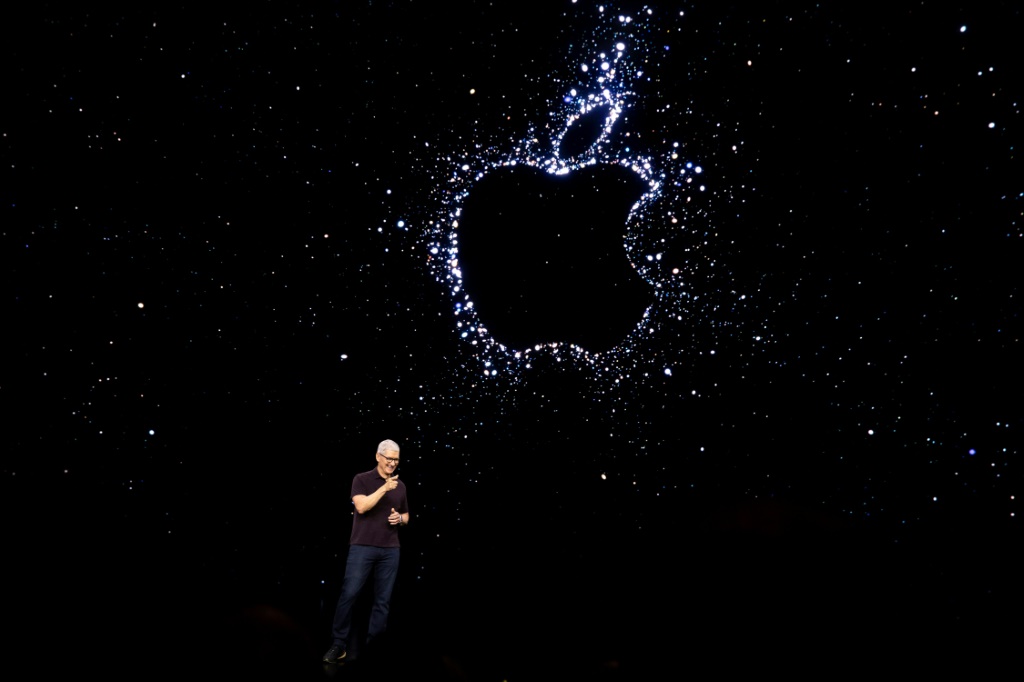 Apple chief executive Tim Cook speaks at an Apple special event in Cupertino, California, where the tech giant unveiled is new iPhone 14