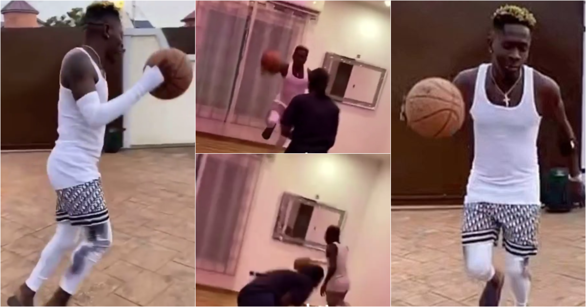 Shatta Wale plays basketball with his sister Naa Korkoi (video)