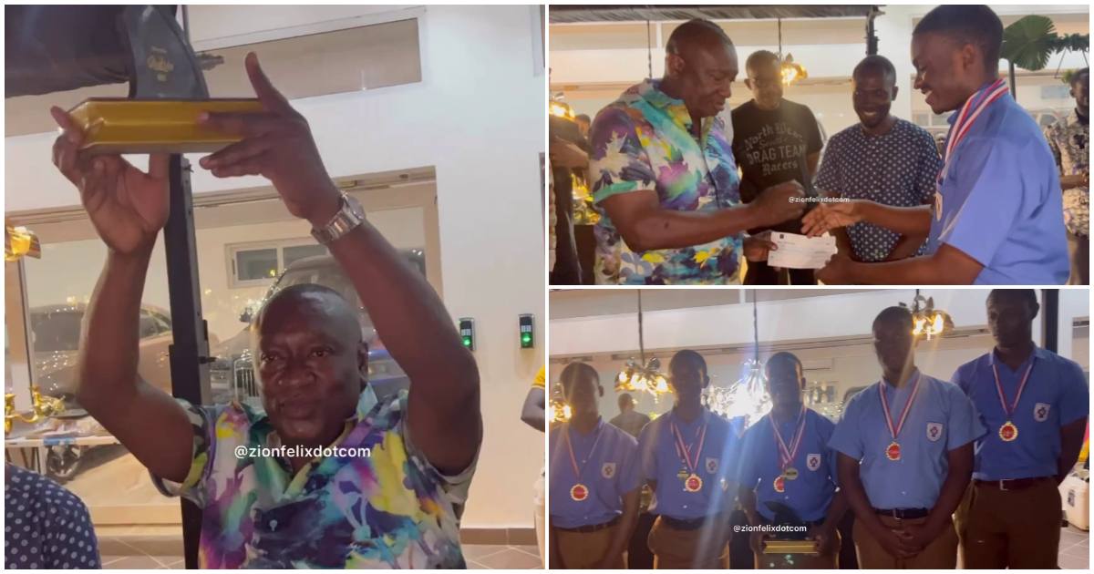 Dr Ernest Ofori Sarpong rewards Presec boys with GH¢20k after winning the 6th edition of The Shark Quiz