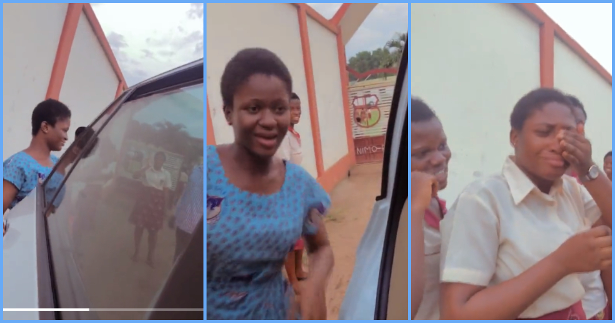 Kumasi Wesley Girls: Students get emotional as senior leaves campus, shed tears in front of her