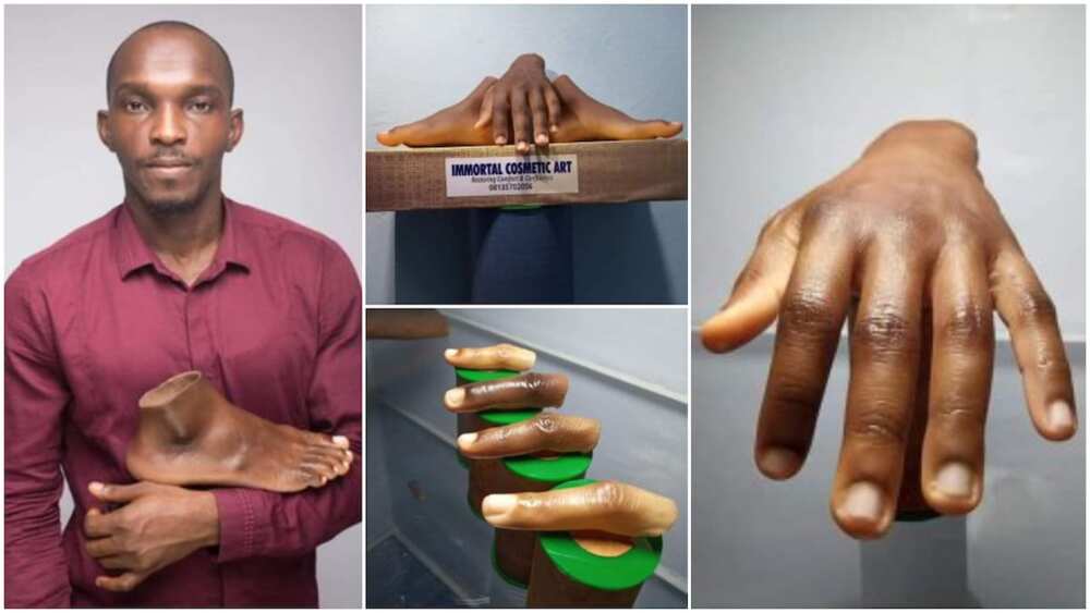 Nigerian Man Creates Artificial Fingers, Legs, Hands for Dark Skin, Photos Wow People