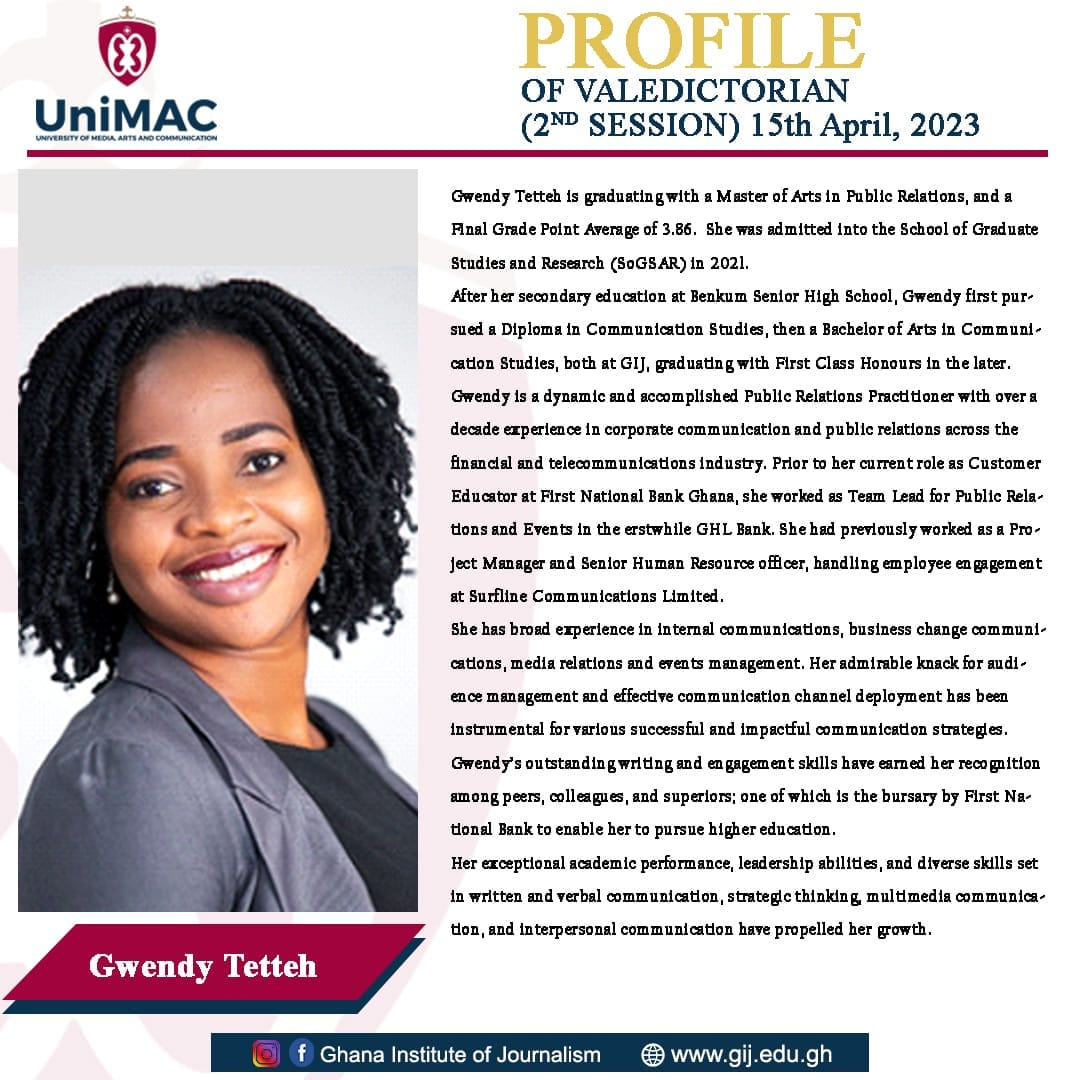 Profile of 2023 valedictorian of UniMAC graduate school.