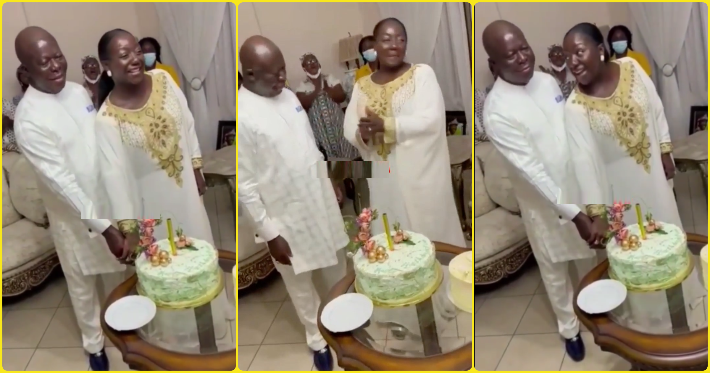 Romantic video drops: Otumfuo helps wife to cut cake as she celebrates birthday with a simple party