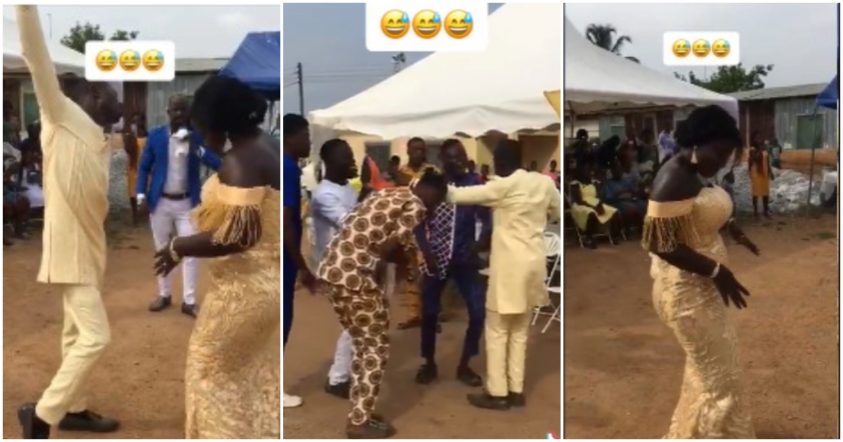 Wedding 2023: Ghanaian groom ignores curvy wife on the dance floor to thrill guests with serious azonto moves