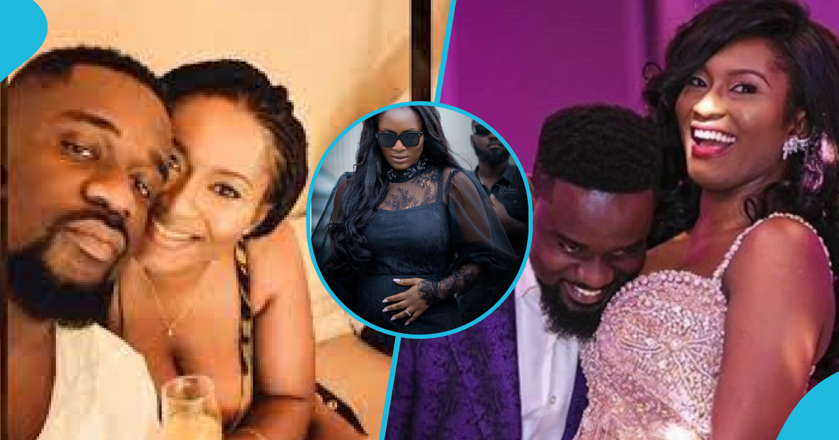 Sarkodie's wife sparks pregnancy rumours as she cuddles swollen abdomen protectively, fans react: "Baby no.3"