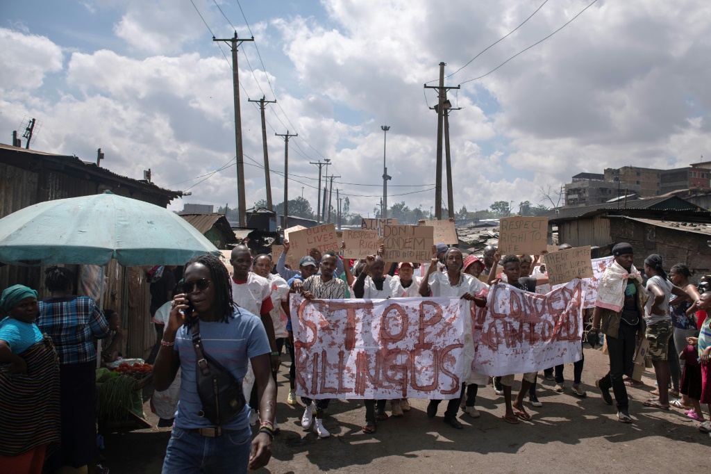 Protestors in the Nairobi slum of Mathare in April, accusing the police of executions and disappearances