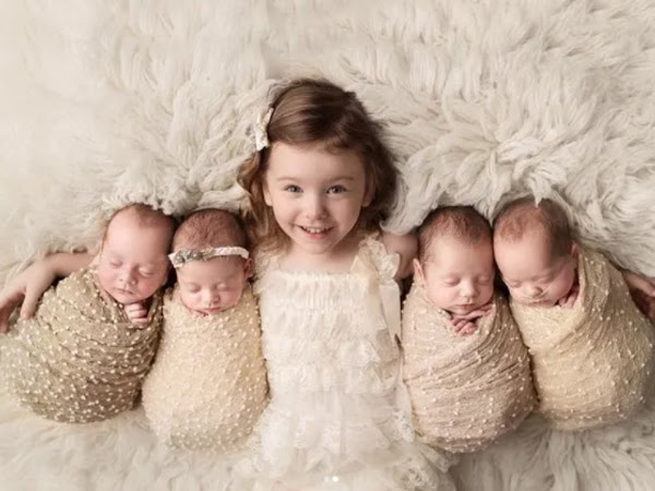 Miracle quadruplets and their older sister