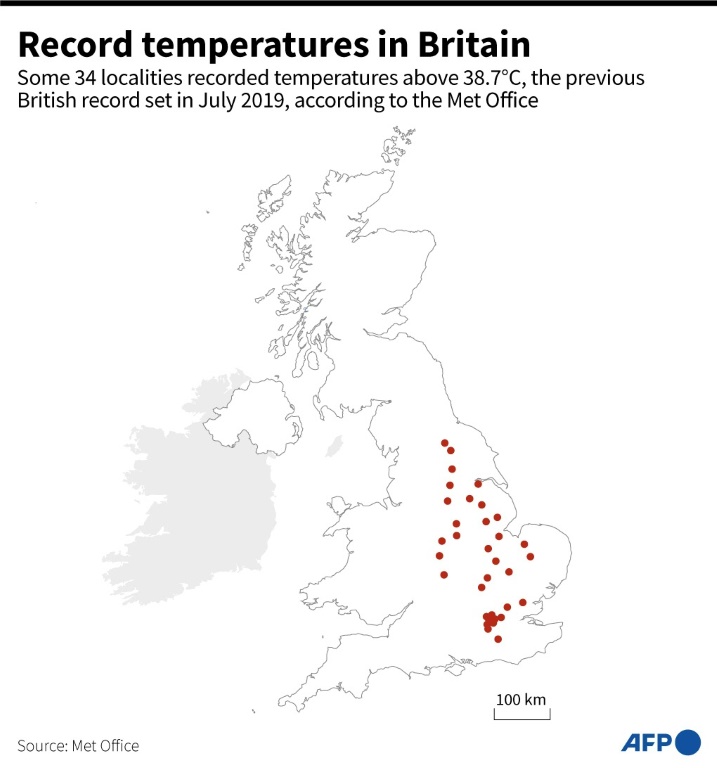 Record temperatures in Britain