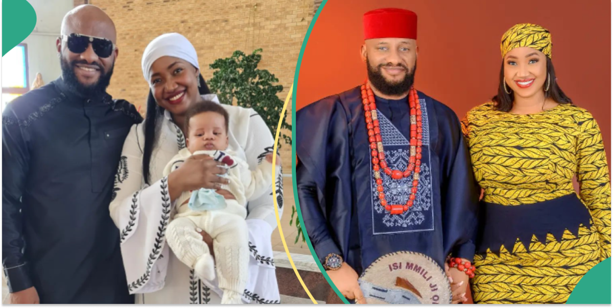 Yul Edochie and Judy Austin take their second child for baptism, netizens criticize actress’ appearance