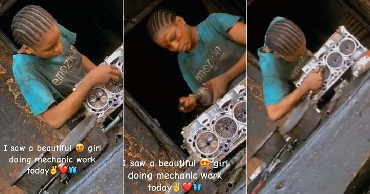 Beautiful girl working as a mechanic