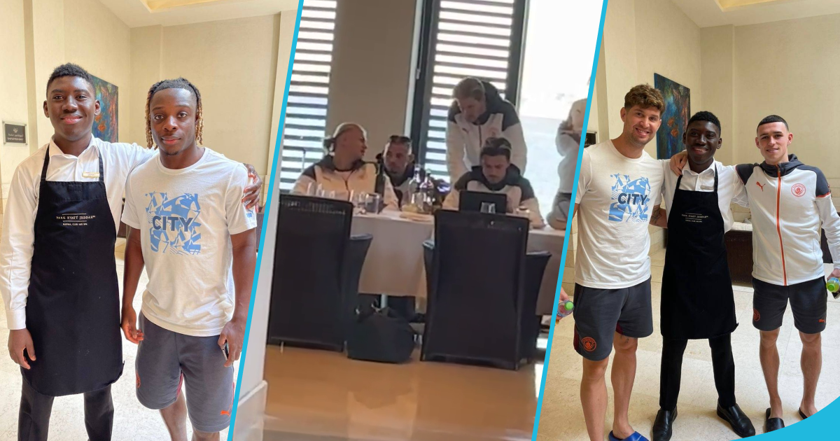 Ghanaian waiter meets Haaland, Doku, Grealish and other Manchester City players, videos