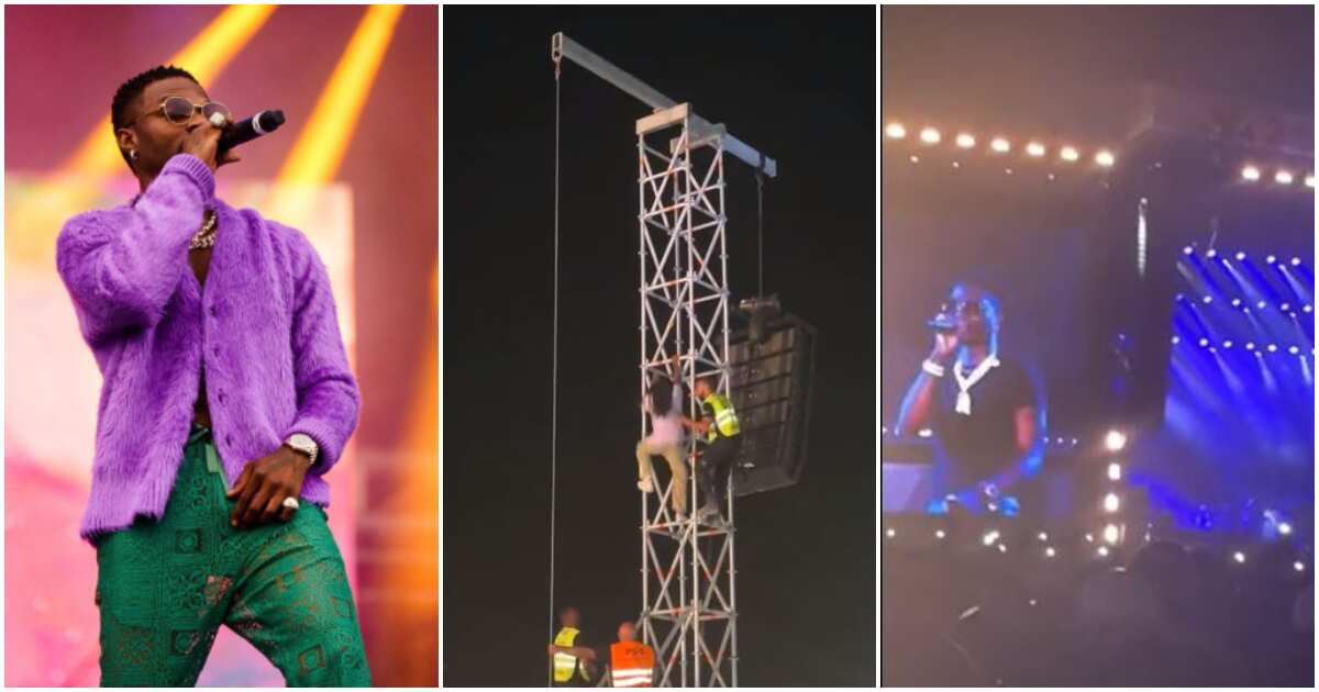 Wizkid tells man that climbed a mast to watch him to descend, clip trends