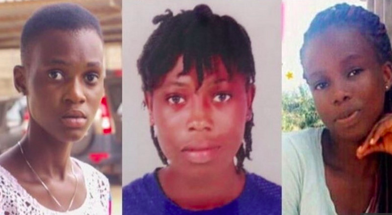 Faces of three kidnapped girls