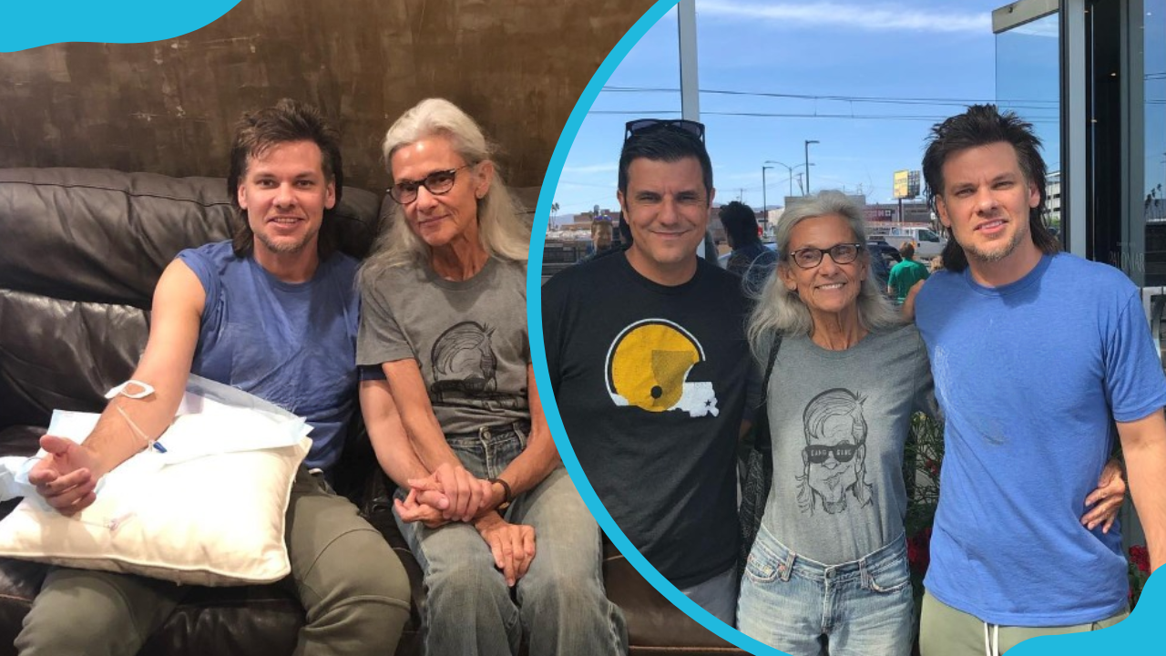 Gina Capitani with her son Theo Von and a friend