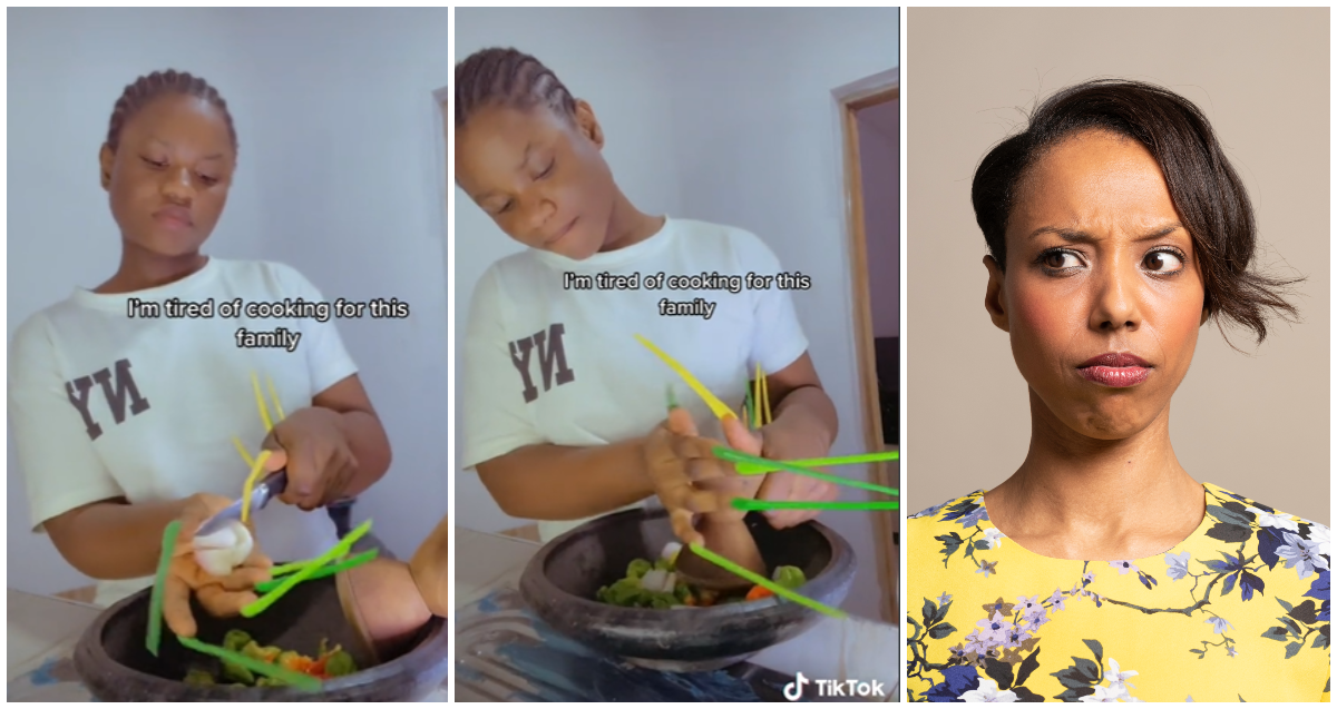 Young lady causes stir after video of her grinding pepper with long nails surfaced online