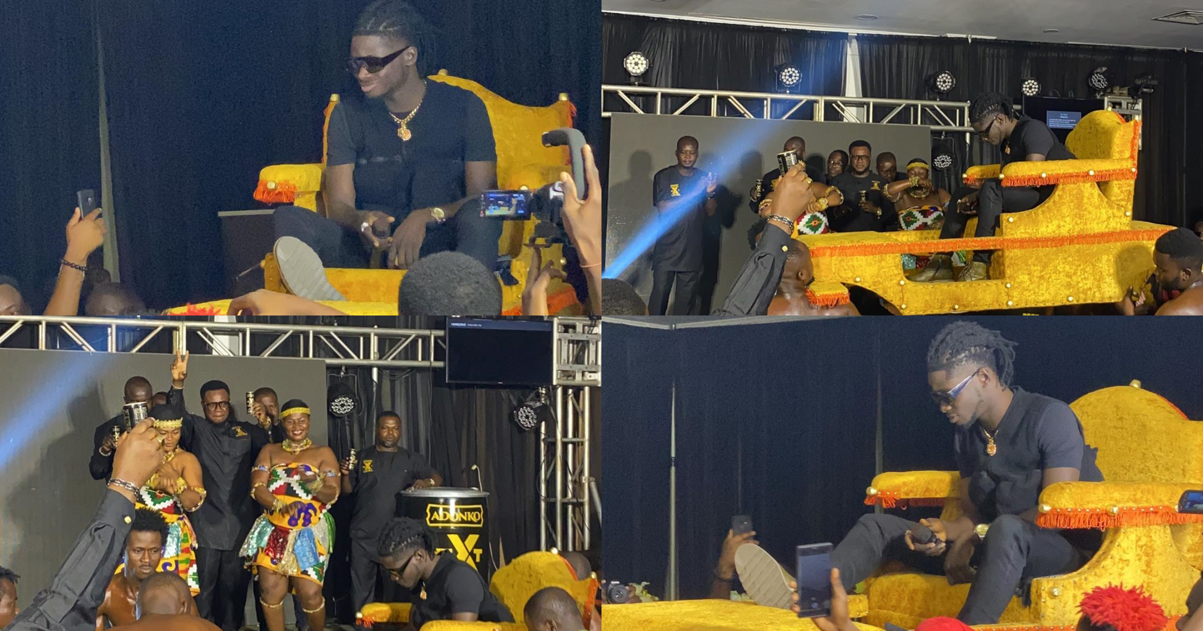 Kuami Eugene attends Adonko Next Level launch in a palanquin (Video)