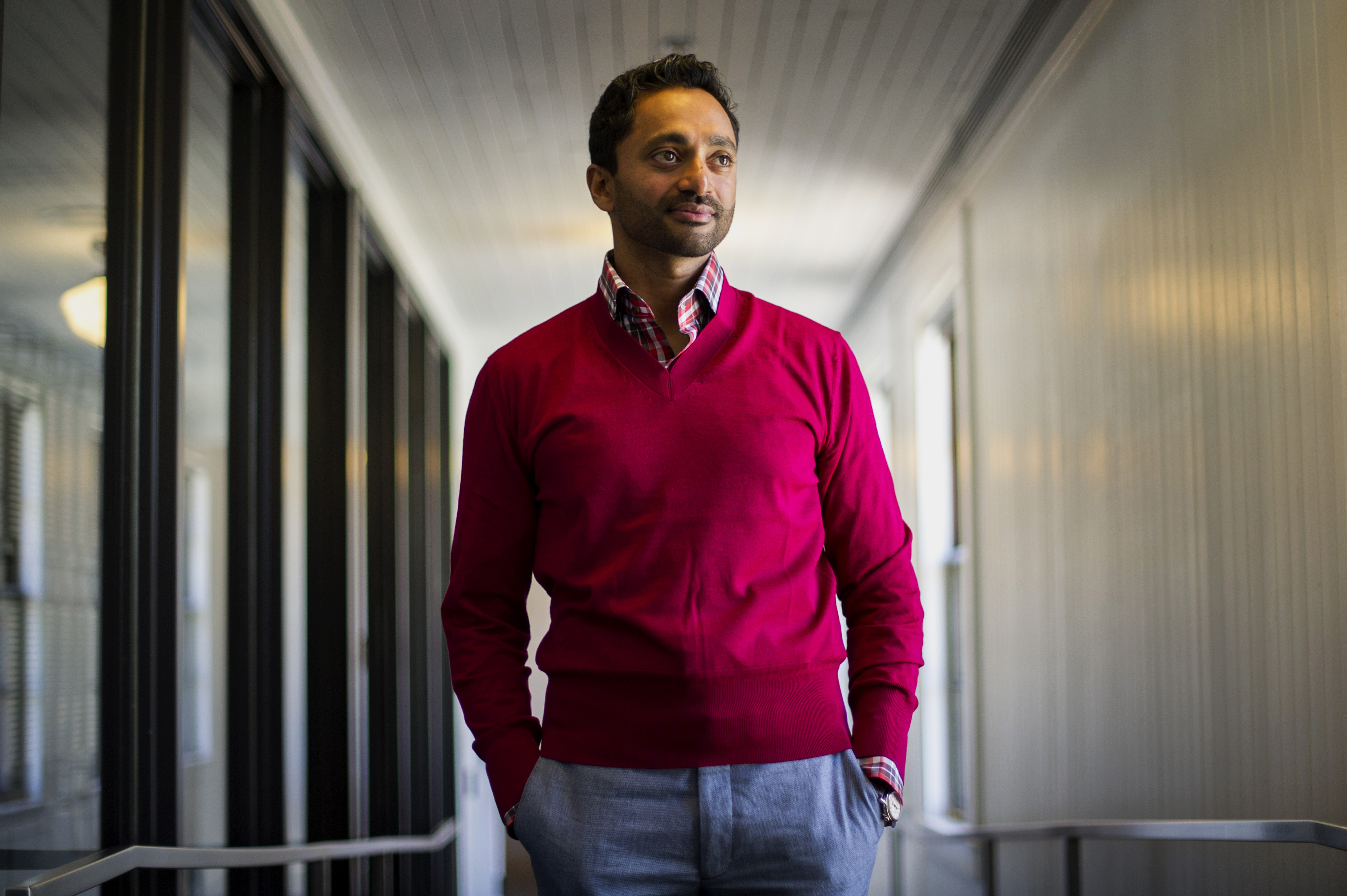 Chamath Palihapitiya poses after a Bloomberg West Television interview