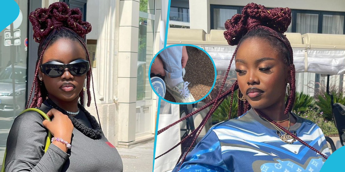 Gyakie rocks knee-level braids and GH¢14,000 Louis Vuitton sneakers to perform in Portugal; "This hair-do is royalty"