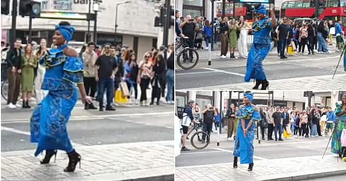 Black woman dances sweetly in London, people stare, Oyinbo