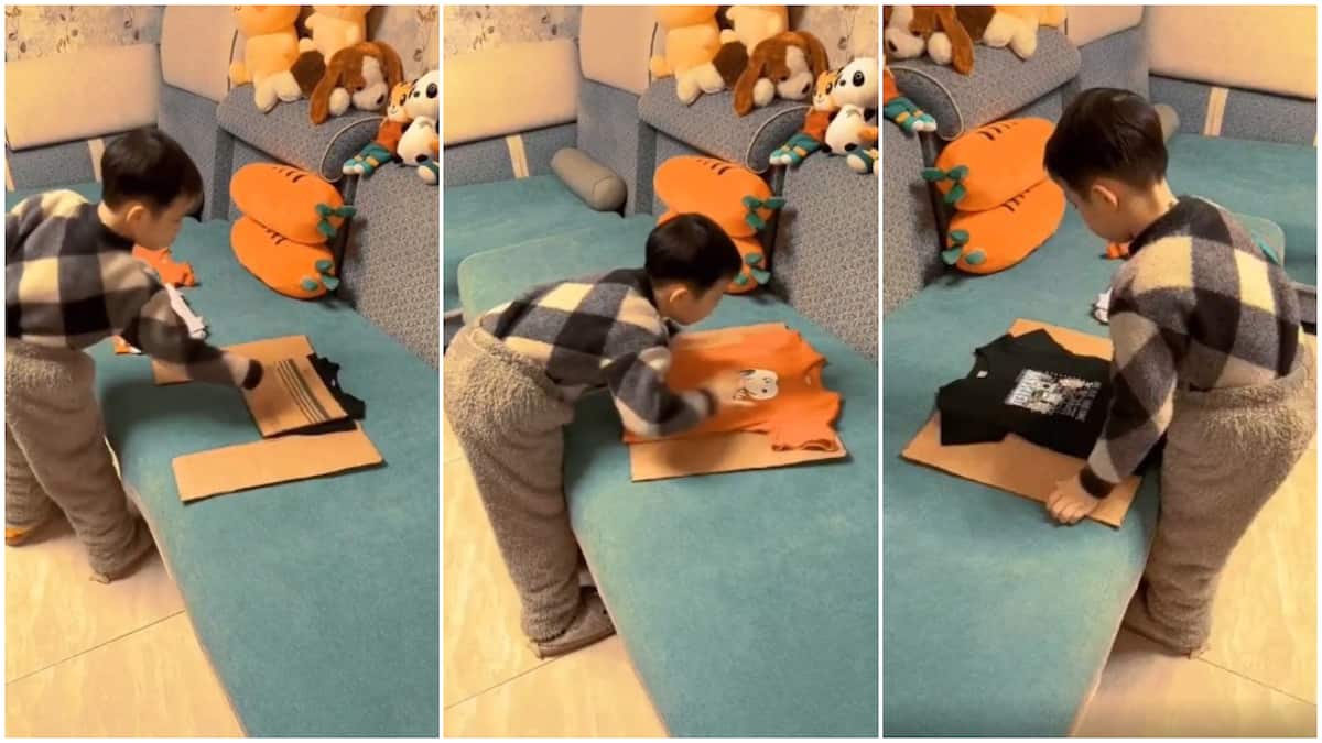 Kid folds his shirts smoothly using carton in viral video; his speed amazes many online