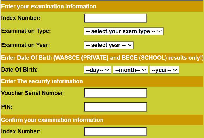 Screenshot of WAEC'S page for checking results.