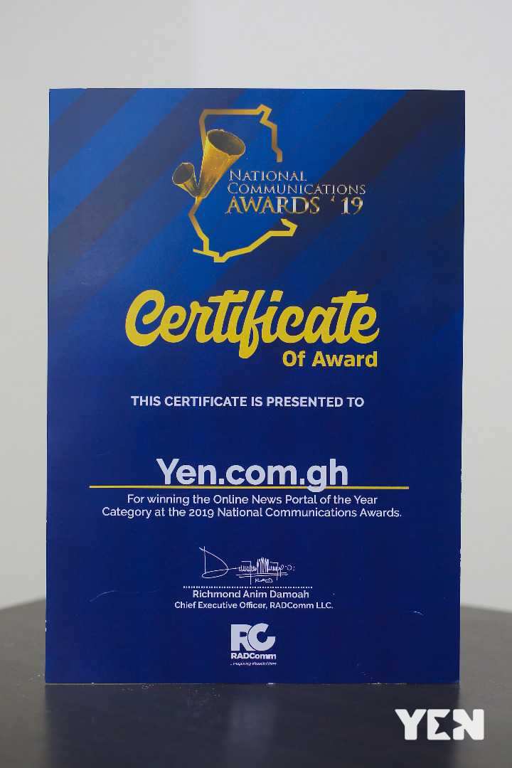 YEN.com.gh named best news website in Ghana at National Communications Awards 2019