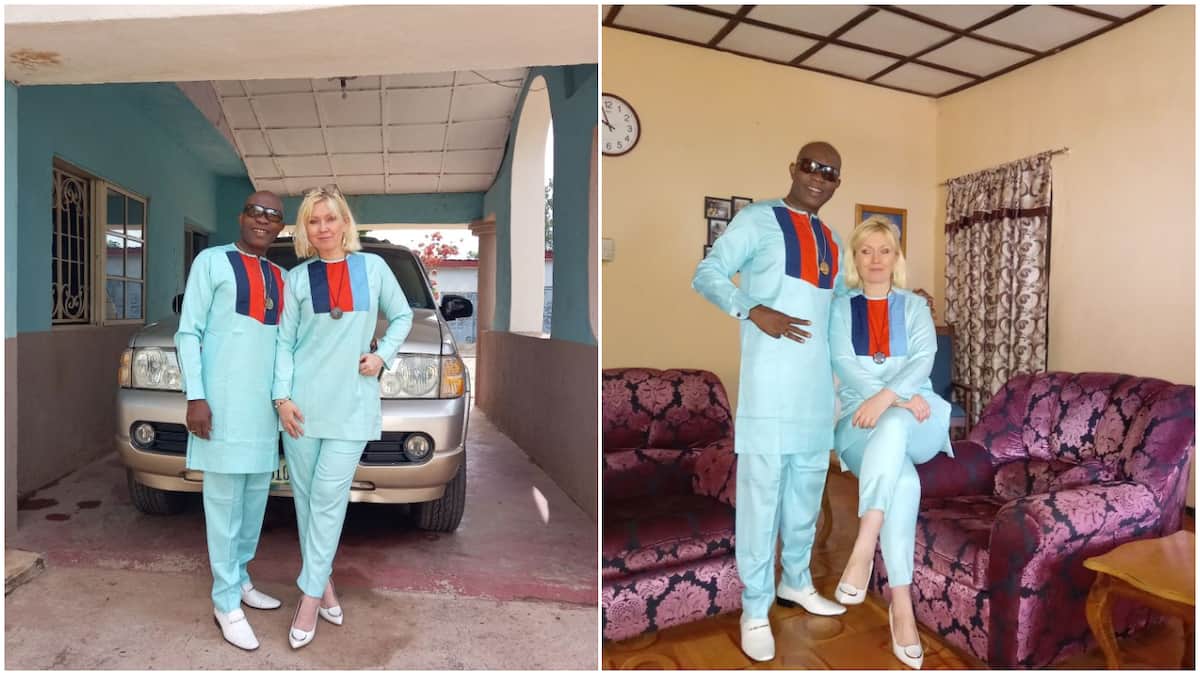 Oyinbo woman shows off her husband on their 26th year wedding anniversary, many Nigerians react