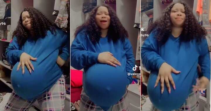 Nigerian woman pregnant with triplets flaunts baby bump