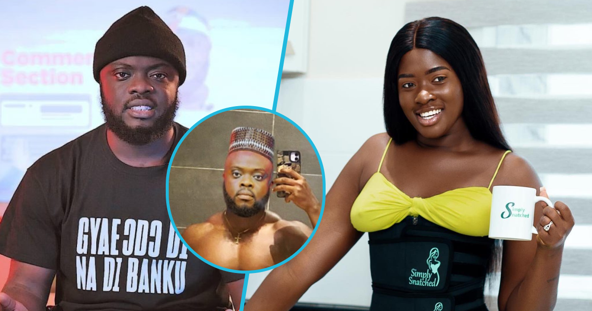 Kwadwo Sheldon mocks Fella Makafui's flat tummy tea products, flaunts edited photo of him with abs