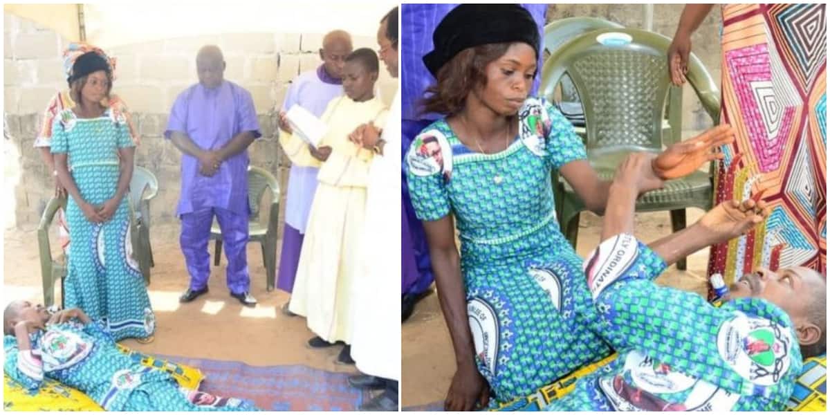 Mixed reactions as 27-year-old Nigerian lady marries bedridden man, vows to love him to the end