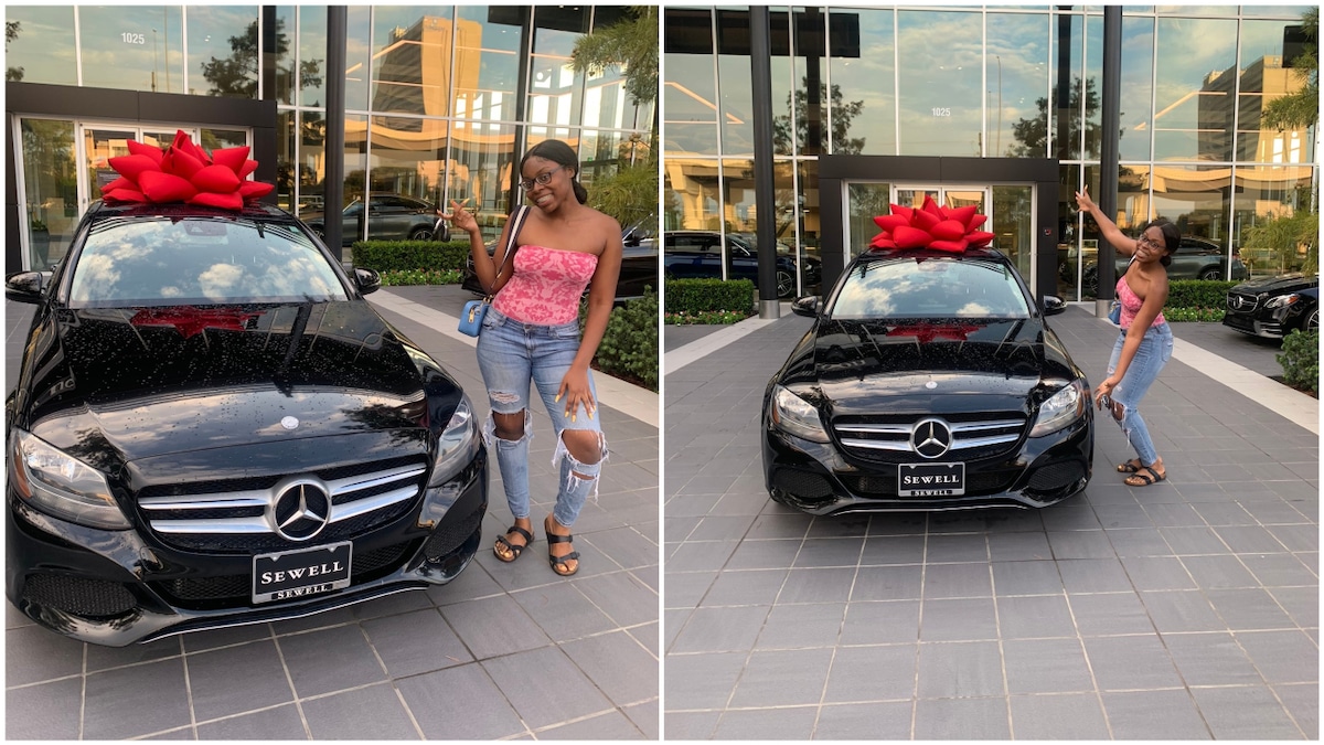 Pictures showing the lady with the new Benz. Photo source: Twitter/@itslowlah