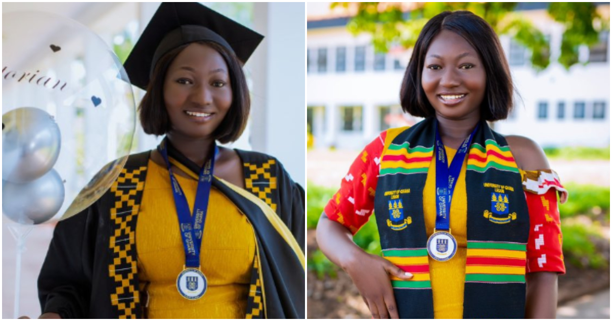 GH lady graduates as 2023 Valedictorian of UG College of Education with 3.84 FGPA, netizens impressed