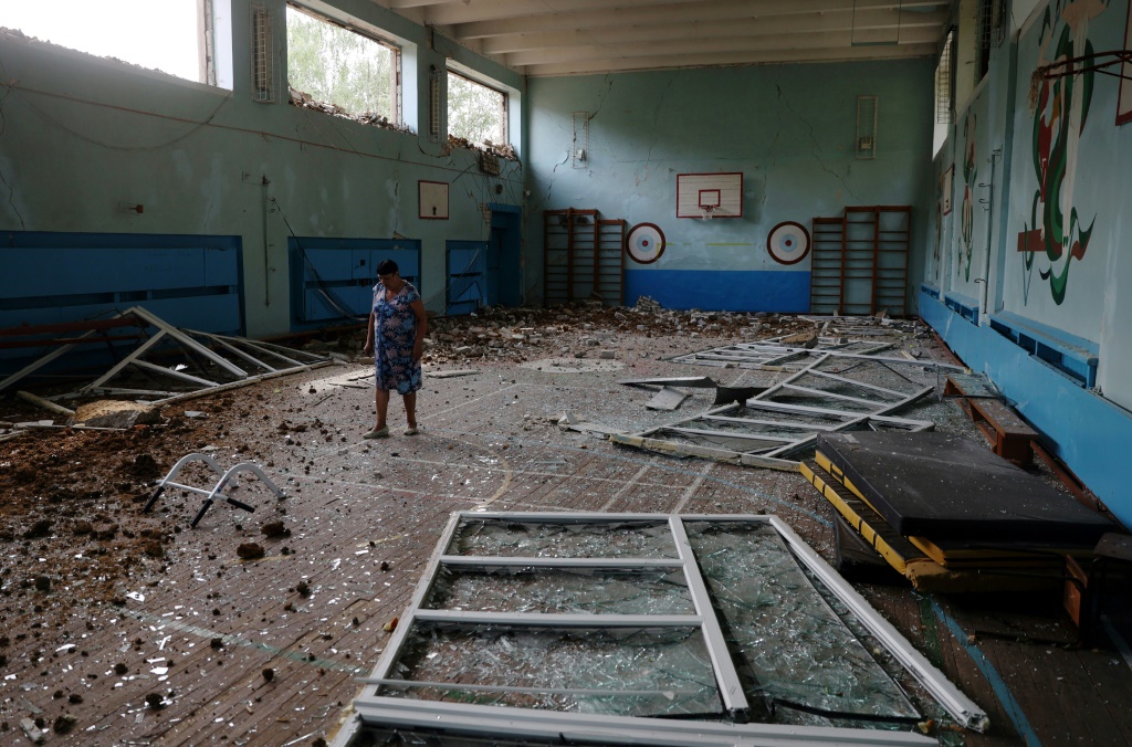 The education ministry says 2,135 schools have been damaged in the war, such as this one in Sloviansk