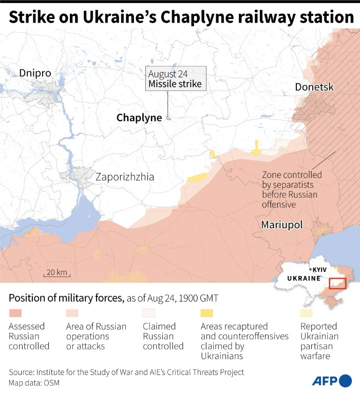 Strike on Ukraine's Chaplyne railway station