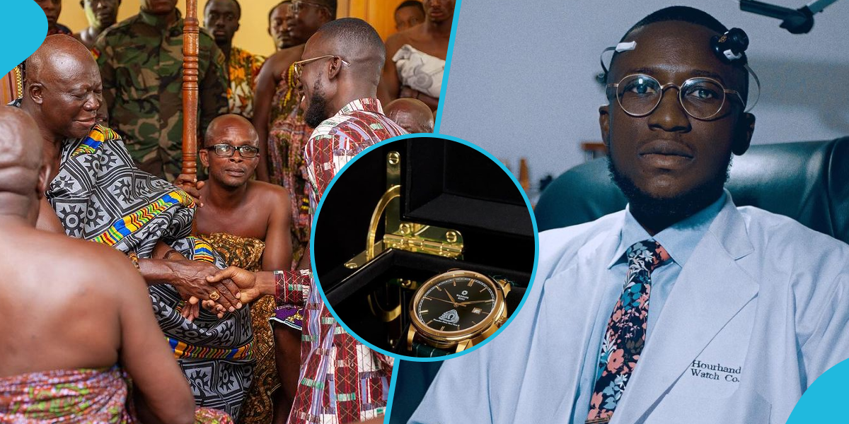 Ghanaian watchmaker Patrick Amofah designs GH¢100,000 customised 18k gold-plated watch for Otumfuo Osei Tutu II