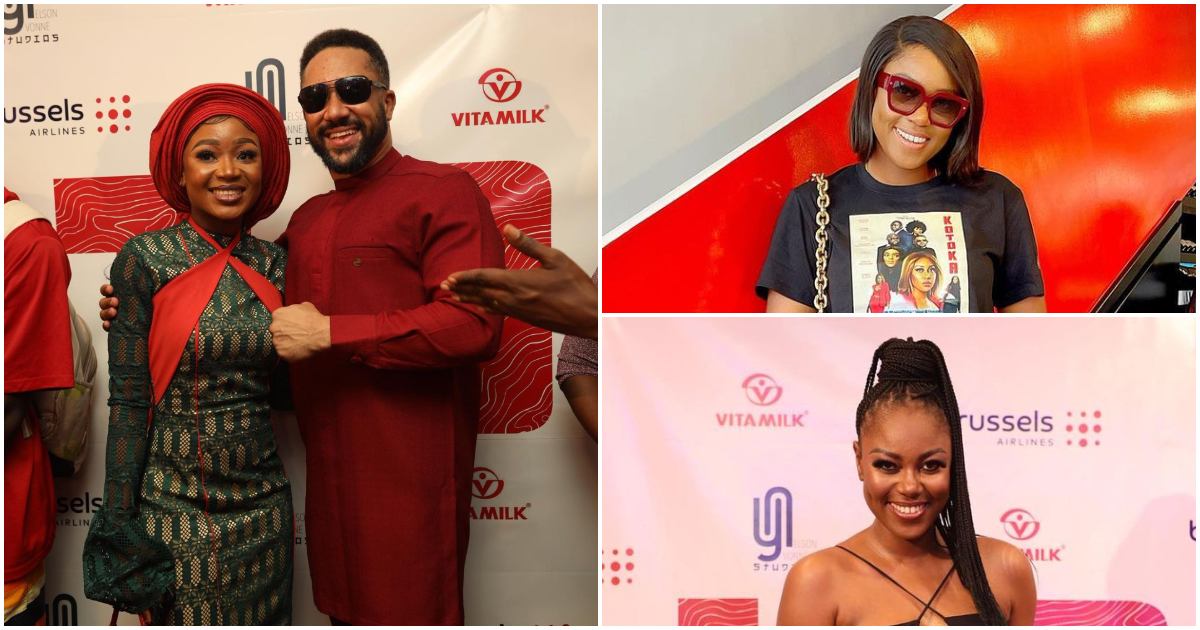 Photos of Yvonne Nelson, Majid Michel, and Akuapem Poloo at the premiere of the Kotoka movie