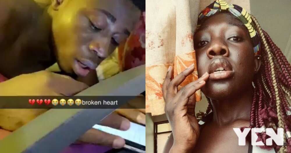 Nana Ama: Broken-hearted KNUST boy Sammy weeps after his girl left him; video goes viral