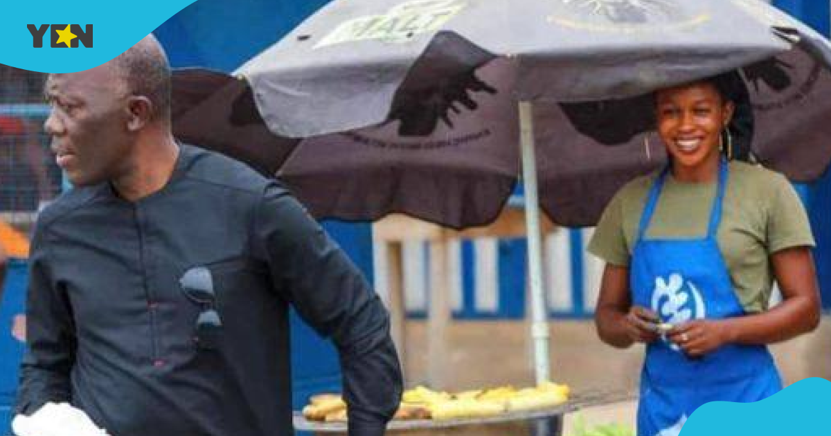 IGP George Akuffo Dampare buys roasted plantain at roadside, seller overjoyed in viral photo