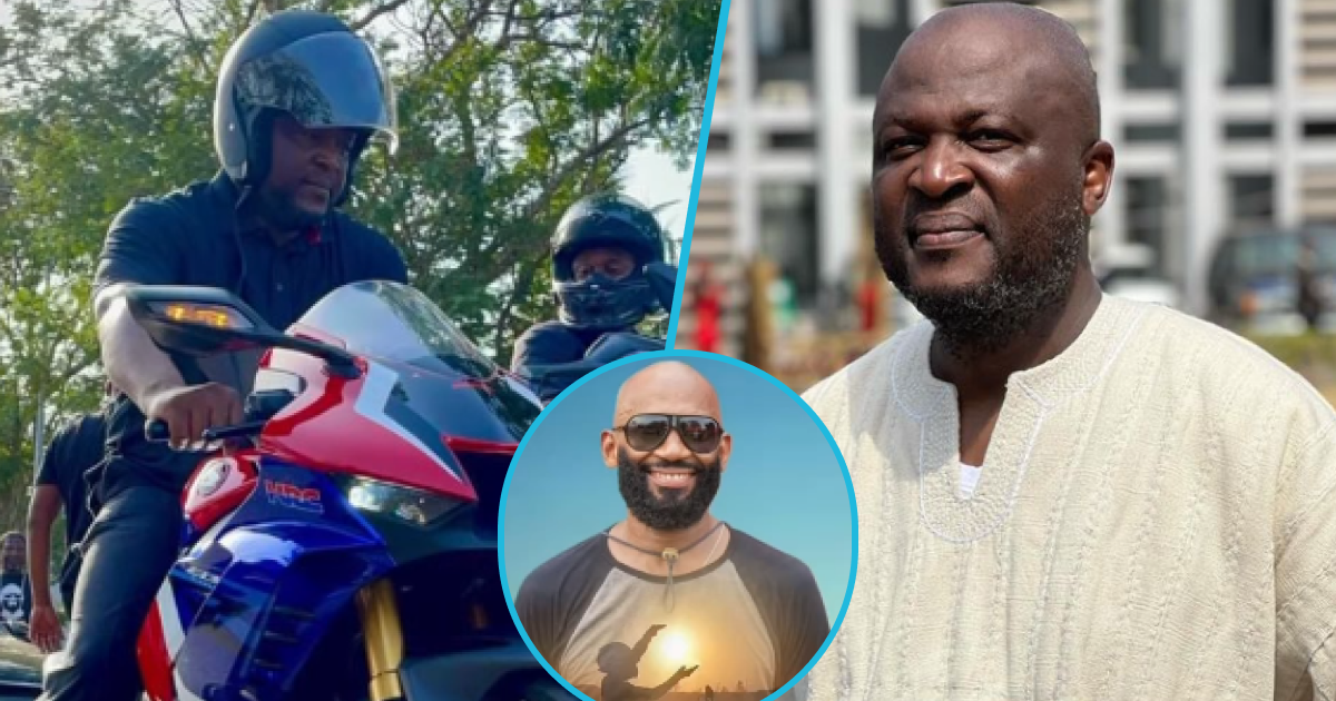 Ibrahim Mahama: Businessman rides motorbike in remembrance of his late friend, fans moved by his humility