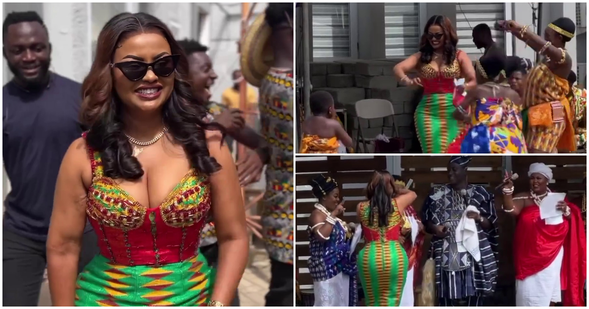 Nana Ama McBrown looks regal in kente, splashes cash on dancers and presenters at Onua Durbar