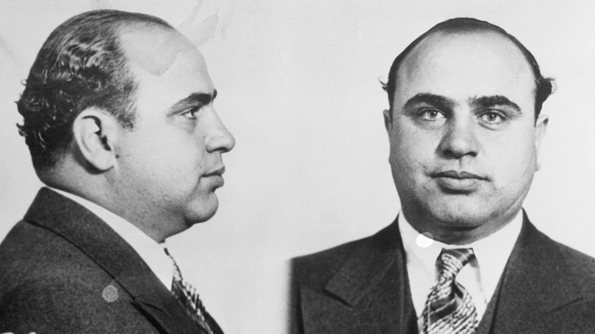 These photos of Al Capone were made by the Bureau of identification of the Chicago police department, immediately after his arrest