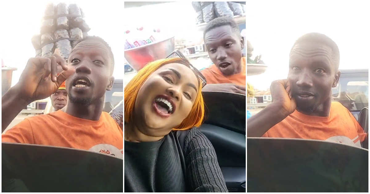 Nana Ama McBrown and a street hawker who is fluent in English