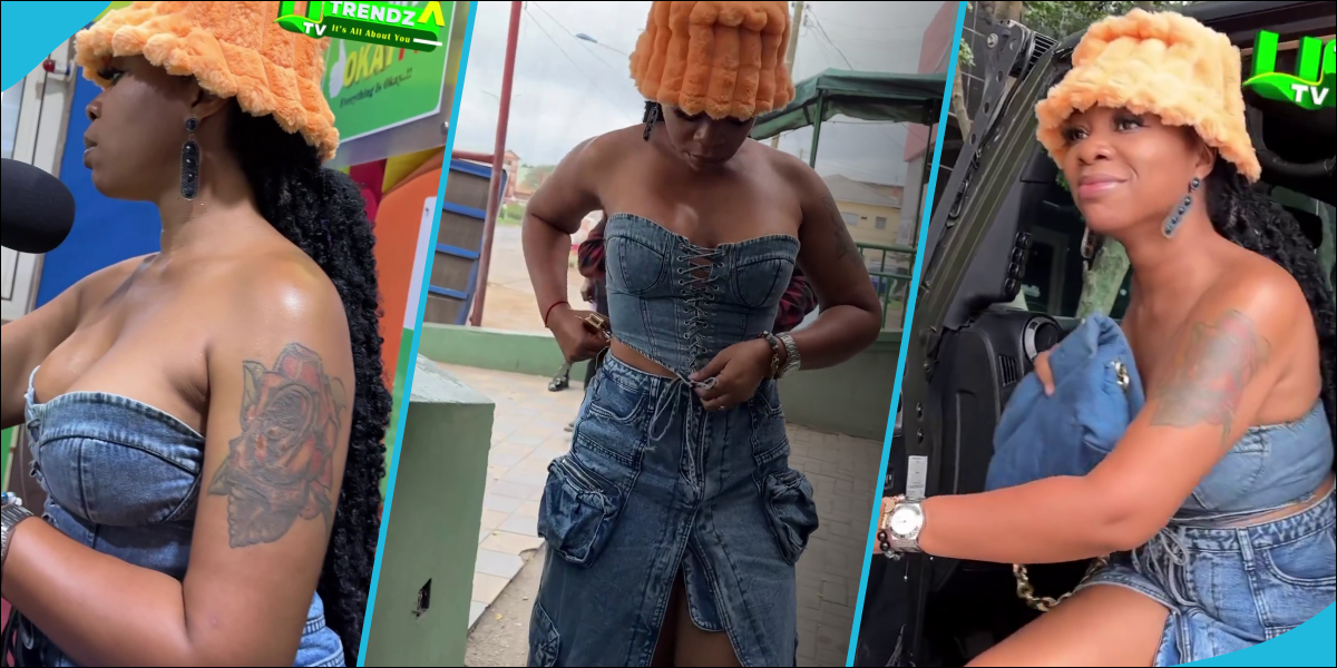 Michy goes braless in a cleavage-bearing denim top, flaunts fine legs in a denim skirt, video excites many fans
