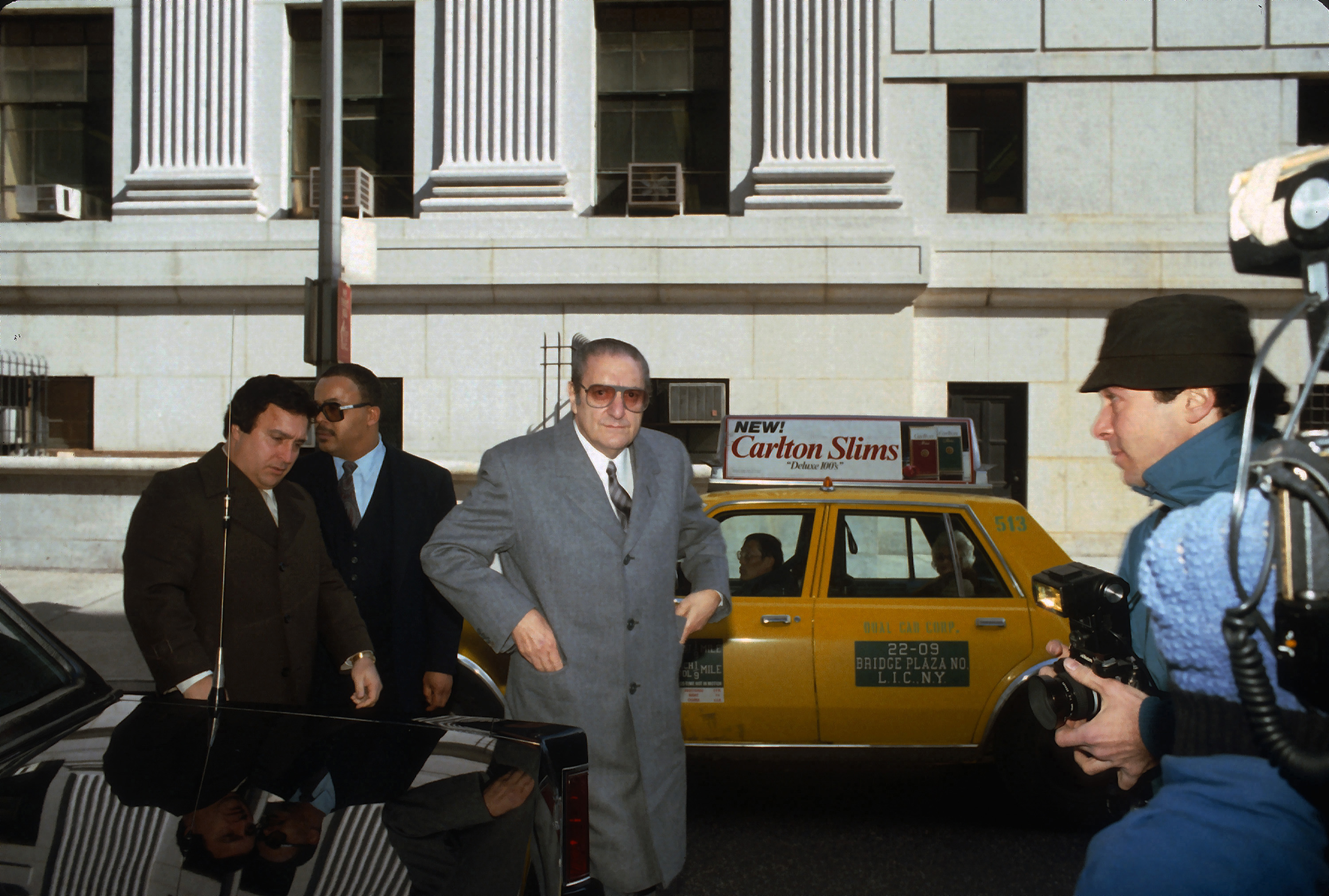 Paul Castellano is photographed outside the US Federal Courthouse in Manhattan, arriving for The Commission trial