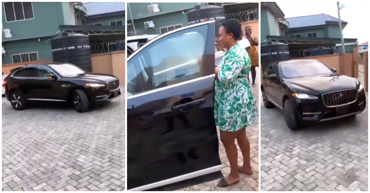Pretty Ghanaian woman gets gifted new Jaguar