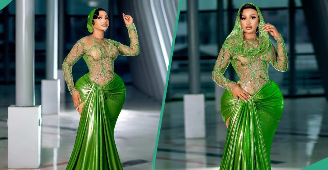 Lady with massive curves slays in gorgeous green dress, gets mixed reactions: "It looks ridiculous"